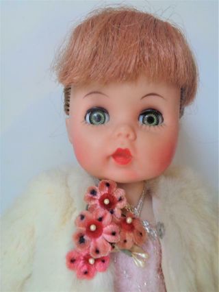 1955 R&B Arranbee Littlest Angel Doll in Pink Formal Dress & Fur Coat 2