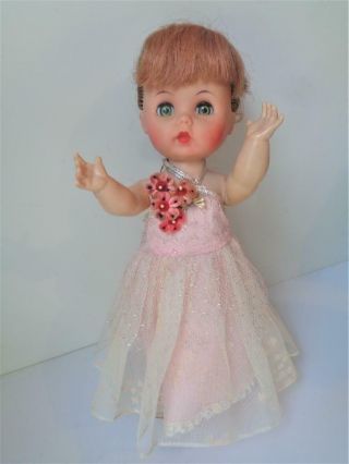 1955 R&B Arranbee Littlest Angel Doll in Pink Formal Dress & Fur Coat 3