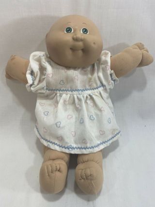 Vtg 1985 Cabbage Patch Kids Doll Bald Green Eyes W/outfit Dress 3 Hm