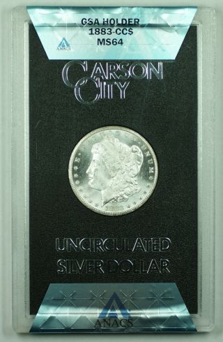 1883 - Cc Gsa Morgan Silver Dollar $1 Anacs Ms - 64 Semi Pl W/ Box & (n)