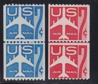Us C52 & C61 7c Air Mail Line Pairs Vf Og Nh Scv $42.  50