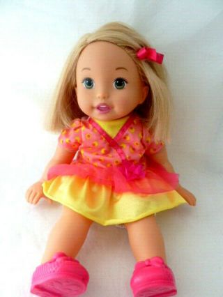 Mattel Little Mommy Sweet As Me Doll Blond Hair Soft Body Teeth Green Eyes Shoes