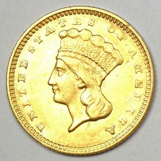 1857 Indian Gold Dollar Coin (g$1) - Choice Au / Unc Details - Rare Coin
