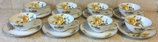 Setting For 8 - Vintage Harmony House " Yellow Rose " Fine China Cup & Saucer