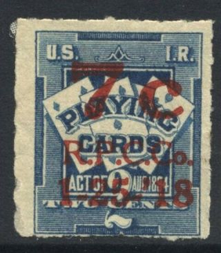 Us 1917 7c On 2c Revenue - Playing Card Sc Rf10 Cat $85.  00