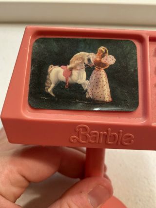 1977 Mattel Barbie Dream House Furniture Pink TV On Stand 3