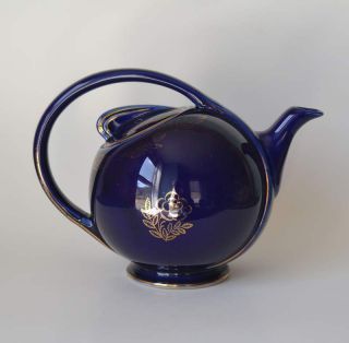Vintage Hall Cobalt Blue Gold 0443 Airflow 6 Cup Teapot 1940 
