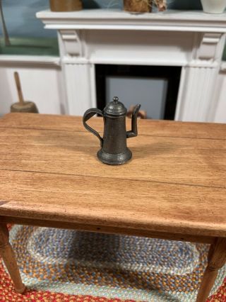 Dollhouse Miniature Artisan Signed Metal Coffee Pot (r)