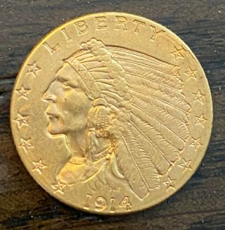 1914 - D $2.  50 Gold Indian Head Quarter Eagle Gold Indian