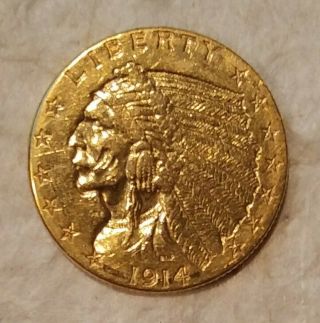 1914 $2.  50 Gold Indian Head Quarter Eagle