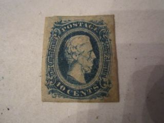 U.  S.  Scott Confederate (10 Cent) Stamp - - Hinged - Ofc - 2
