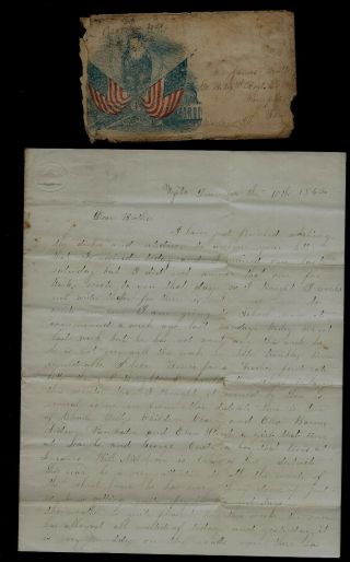 1862 Civil War Letter To Soldier In 23rd Wisconsin Infantry In Memphis,  Tn