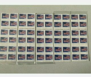 5 Five Booklets X 20 = 100 2018 Us Flag Usps Forever Postage Stamps.
