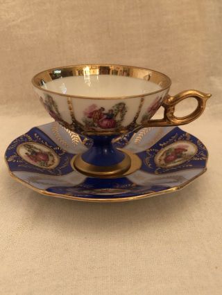 Vintage Royal Vienna Style Porcelain Demitasse Cup And Saucer Blue White 33/251