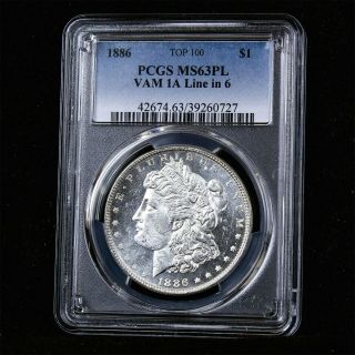 Pcgs 1886 - P Vam 1a Line In 6 Ms63pl Morgan Dollar Pop Two Only One Higher
