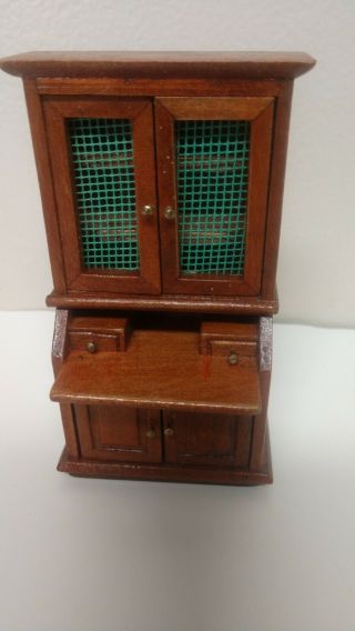 Dollhouse Miniature Wood China Cabinet Hutch 4 3/8 " Tall 2 3/8 " Wide