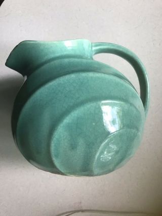 Vintage Mccoy Pottery High Glaze Green Art Deco Pitcher Teal Aqua Ball