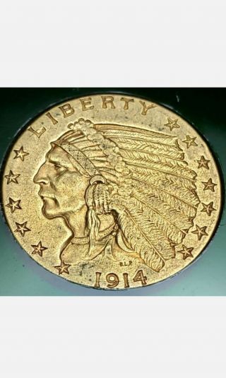 1914 - D U.  S.  Indian Head $2.  50 Quarter Eagle Gold Coin - Quality