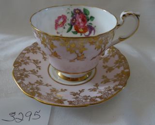 Paragon England China Cup & Saucer Pale Pink Gold Overlay Double Warrant