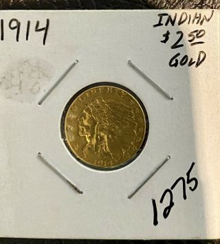 1914 $2.  5 Quarter Eagle Indian Head Gold Coin.  Beauuutiful 2 1/2 Dollars