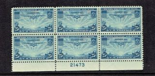 1935 U.  S.  Classic Airmail Trans - Pacific 25c Blue Plt Bl Of 6 Sc C20 M/nh/og