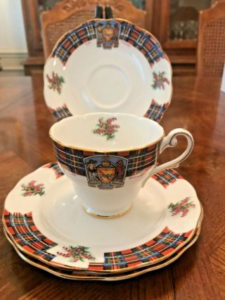 Vintage Royal Standard Bonnie Scotland Clan Stewart Cup,  Saucer & 2 B&b Plates