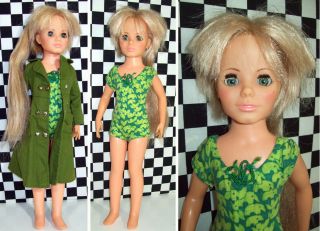 18 " 1970 Kerry Platinum Crissy Doll Trench Coat Tagged Green Elephant One Piece