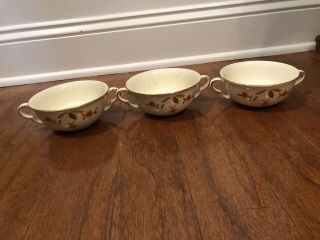 Vintage Hall Jewel Tea Autumn Leaf Cream Soup Bowls Set Of 6 Ob