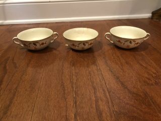 Vintage Hall Jewel Tea Autumn Leaf Cream Soup Bowls Set Of 6 OB 3