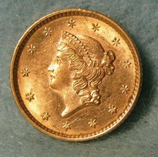 1852 Liberty Head $1 One Dollar United States Gold Coin Uncirculated