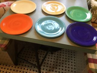 Vintage Fiesta 9 Inch Plates In Red,  Yellow,  Green,  Cobalt,  Ivory,  Turquoise