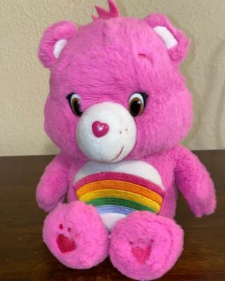 2014 Just Play Care Bears Cheer Bear 14 " Plush Rainbow Pink