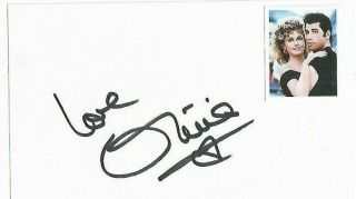 Olivia Newton John Signed 3x5 Index Card " Grease "