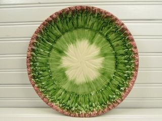 Asparagus By Fitz & Floyd Dinner Plate Embossed Green Asparagus Pink Trim L305