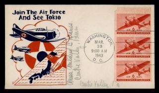 Dr Who 1943 Fdc 6c Airmail Booklet Pane Knapp Wwii Patriotic Cachet F33890