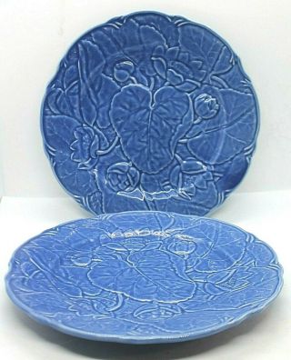 Bordallo Pinheiro Blue Lotus Water Lily Dinner Plate 10.  5 " Set Of 2