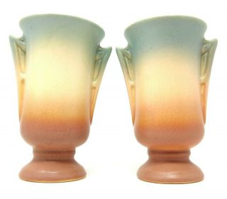 Two Vintage Art Deco Hull Sueno Vases Usa Ceramic Art Pottery 920/33 - 1 5 "