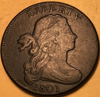 1801 Draped Bust Large Cent S - 222,  Very Fine,  R - 1
