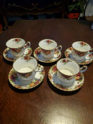 Royal Albert Old Country Roses Tea Cup And Saucer 1960s England Set Of 5