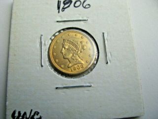 1906 Gold Liberty Head $2 1/2 Dollar U.  S.  Gold Coin (unc)