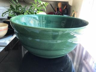 Vintage 12 Bauer Green Ring Ware Mixing Bowl Usa Pottery 9.  5 " Pristine