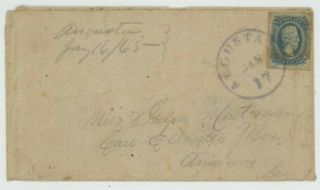 Mr Fancy Cancel Csa 11 Homemade Cover Tied Blue Augusta Ga Cds Docketed 1865