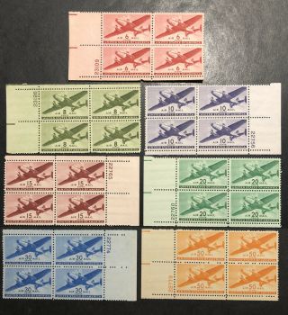 Tdstamps: Us Airmail Stamps Scott C25 - C31 (7) Nh Og,  7 P Block Of 4