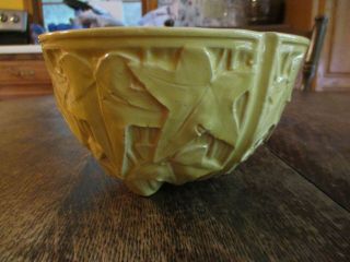 Vintage Mccoy Yellow Ivy Leaves Planter Hanging Basket / Bowl Flower Pot No Res