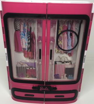 Barbie Pink Wardrobe Closet W/ Handle - Hard Plastic Carrying Case 2015 Mattel