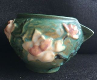 Vintage Roseville Pottery Magnolia Vase 2 Handle Green 3.  25 " Tall 6653
