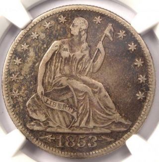 1853 - O Arrows & Rays Seated Liberty Half Dollar 50c - Certified Ngc Xf40 (ef40)
