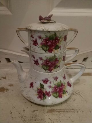 Lefton Vintage Tea For One Violet Design