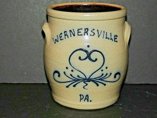 Vintage Maple City Pottery Salt Glazed Stoneware Crock Wernersville,  Pa,  Heart