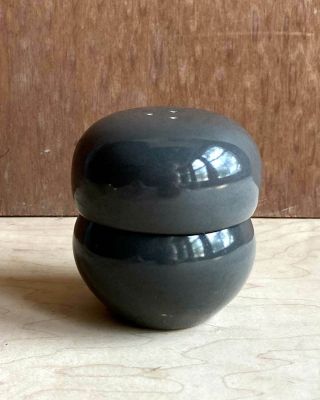 Russel Wright Iroquois Casual Stacking Salt & Pepper - Charcoal Grey Gray